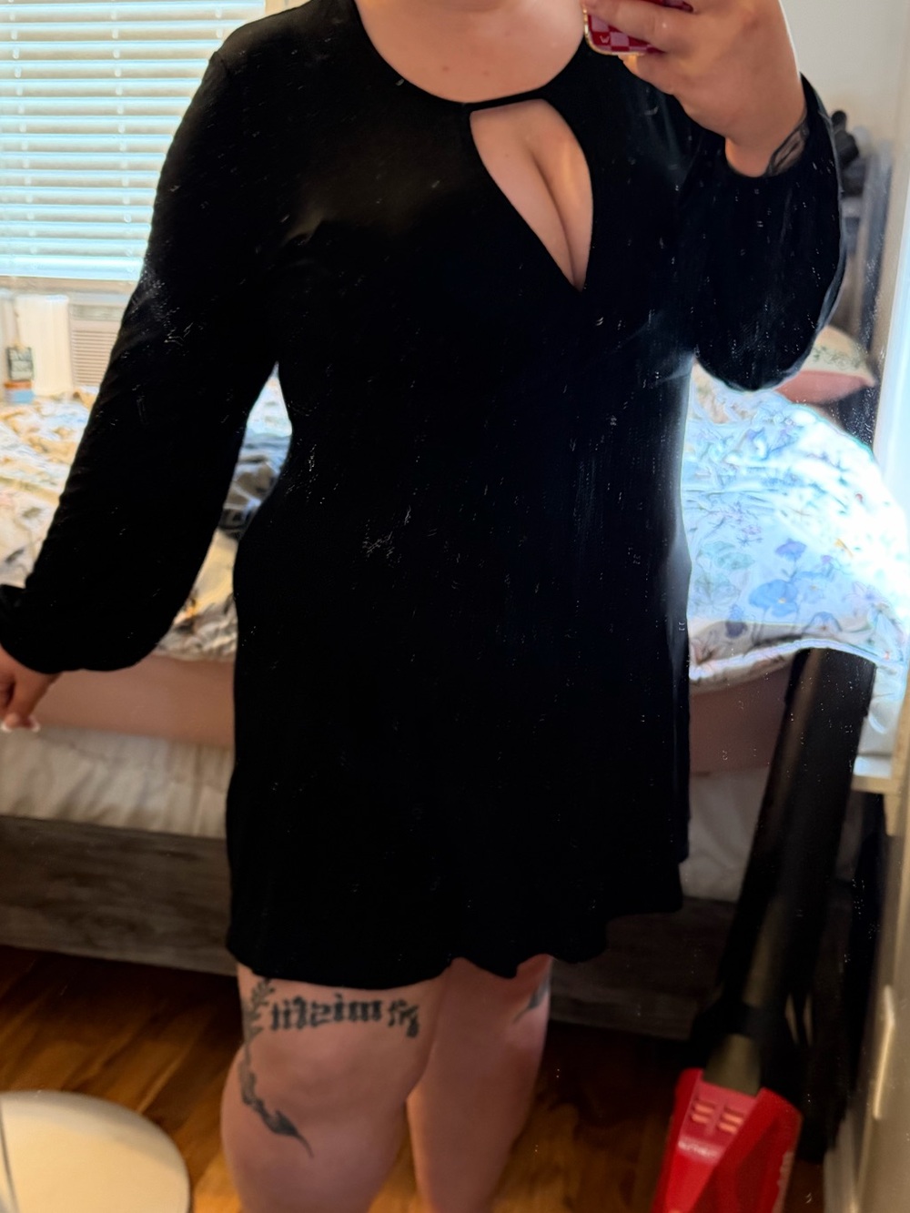 Boohoo Black Keyhole Long Sleeve Mini Dress